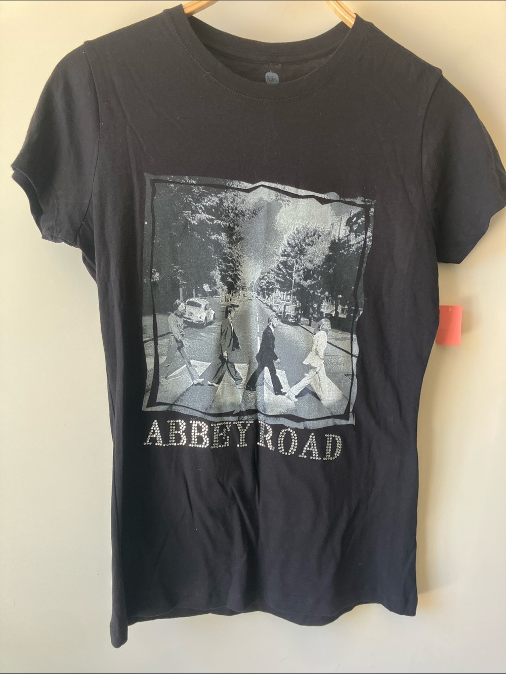 The Beatles Black “Abbey Road” Short Sleeve Fitted Cotton Tee w/ Bling Size XL